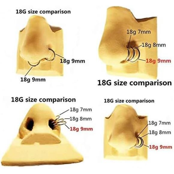 Hypoallergenic Nose Rings - Surgical Steel Septum & Lip Hoop Piercings - Picture 4 of 8